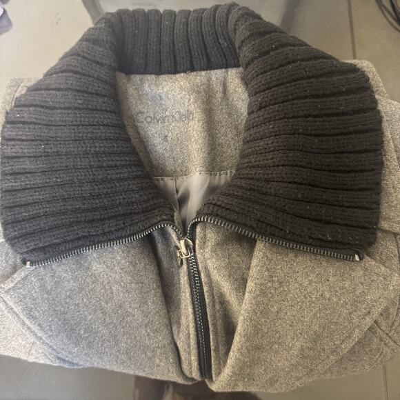 Calvin Klein Women's Gray And Black Wool Blend Mid-Length Coat Size 6 - Picture 6 of 12